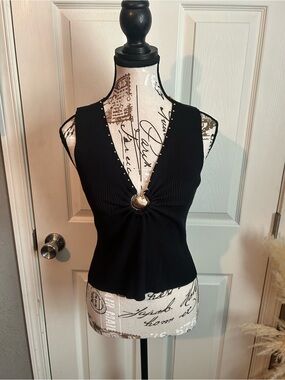 Gold studded top with shell detail